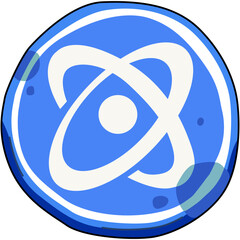 Science Atom Symbol Icon on Blue Button Illustration