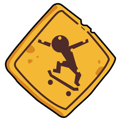 Illustration of Skateboarder on Yellow Sign