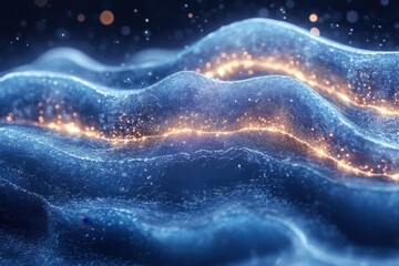 Glowing lights in a water wave.