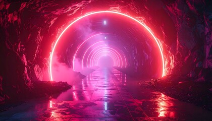 Neon cave tunnel