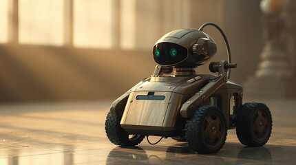 Retro Robot in Sunlit Room.