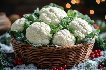 Basket overflowing with fresh caulidesa caulidesa caulia caulia cauli.