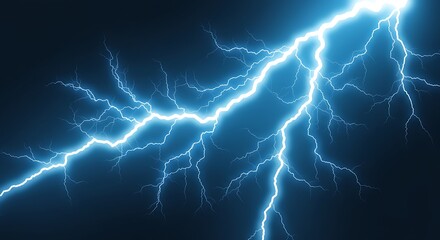 Dynamic lightning strike in blue against a dark sky background