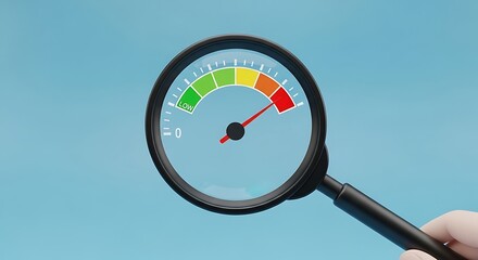 Magnifying Glass Inspecting Speedometer Gauge