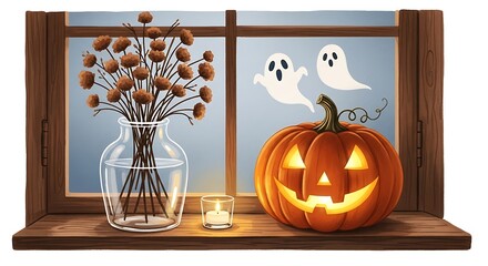 Spooky Halloween Night Behind Window