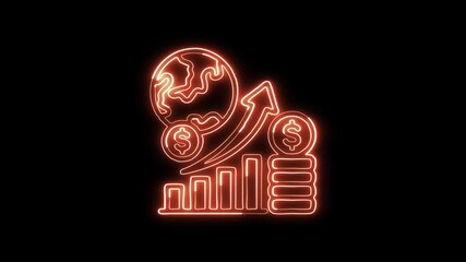 Glowing neon Economic Growth free icon animation with black background. HD animated outline video loop