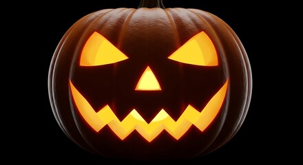Spooky Jack Lantern Glows On Halloween Night