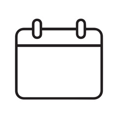 Vector elegant design depicts calendar icon, no tasks marked, monochrome black and white tones with solid black outline highlighting clean minimalist form.