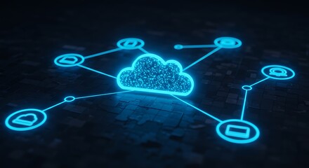 Cloud computing concept illustration with network connections and data transfer