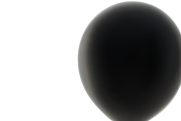 Black balloon floats on a white background, isolated, PNG