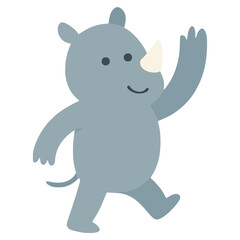 cute rhinoceros wild animal standing hand drawn flat color vector illustration template design