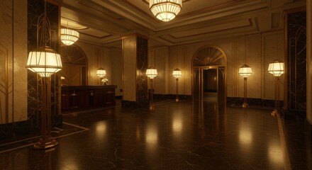 Luxurious Art Deco Hotel Lobby Interior Design