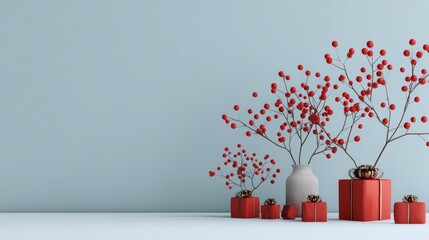 minimalist studio background with christmas concept