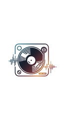 Turntable Playing Music with Audio Waveform Graphic