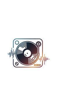 black turntable with sound waves clip art preview