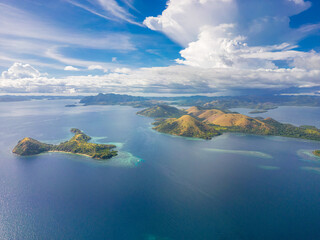 Coron, Palawan, Philippines, aerial view of beautiful lagoons and limestone cliffs