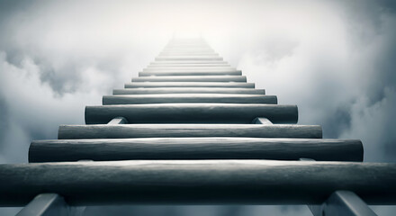 Ladder to the clouds representing aspiration hope success and overcoming challenges reaching for dreams and achieving goals in life