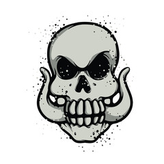 Skull and horn Cartoon Vector Illustration