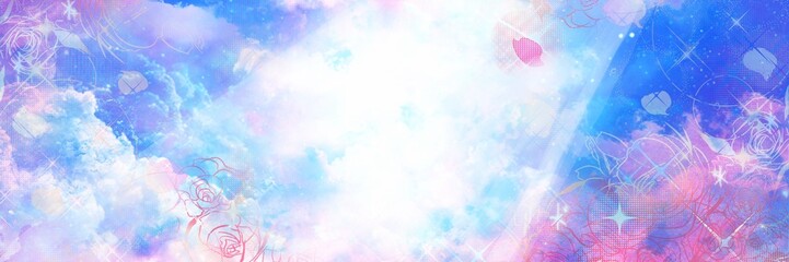 太陽光線と美しい天国背景ワイドサイズイラスト