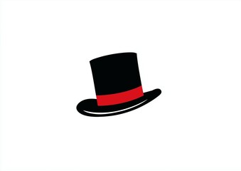 Elegant top hat vector illustration with red band on white background