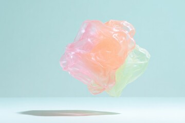 Fototapeta premium Floating colorful blob with soft, translucent textures creates d