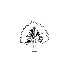 Obraz premium Tree silhouette white on black background nature concept