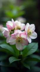 Fototapeta premium Enchanting Fine Art Photography of Hellebore Flowers in a Shaded Garden
