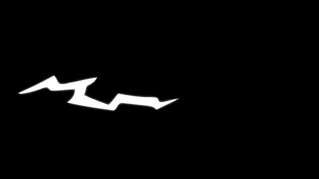 A dynamic white zigzag line animates across a solid black background, creating a striking visual that denotes energy and movement
