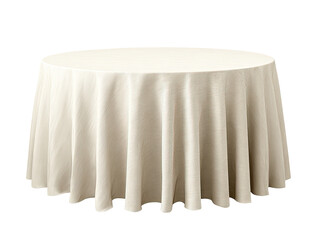 Round beige tablecloth