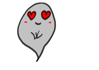かわいいおばけのイラスト・目がハート