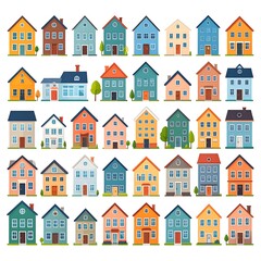 Fototapeta premium Collection of colorful, simple house icons