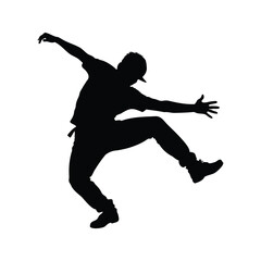 Dynamic Silhouette of a Breakdancer Showcasing Powerful and Energetic Dance Moves, hip hop dancer doing freeze move silhouette vector illustration