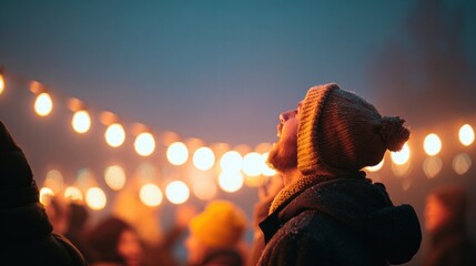 Warm atmosphere created by glowing lights, showcasing person's j
