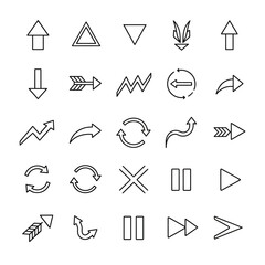 Collection of Black and White Arrow and Directional Icons