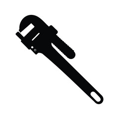 Silhouette of a Pipe Wrench Tool for Plumbing and Construction Projects, pipe wrench silhouette vector illustration