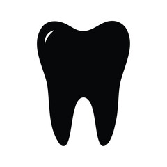 Simple black and white vector molar illustration representing oral health, tooth icon silhouette vector illustration