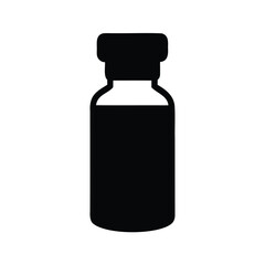 Simple Silhouette of a Medical Vial for Vaccination or Chemical Product, vaccine vial silhouette vector illustration
