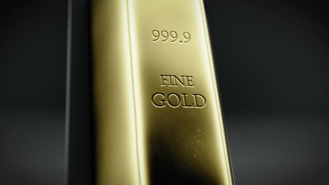 Fine Gold Bar 999.9 Purity - Close-up Animation