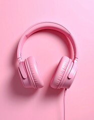 Pink headphones centered on pink background