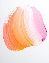 Curved brush stroke of coral, white, and pink paint