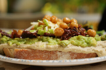 Avocado and chickpea open-faced sandwich