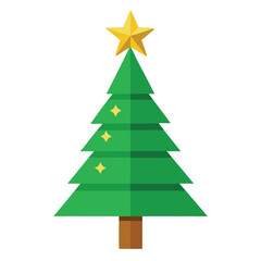 Green Christmas Tree with Gold Star and Sparkles holiday