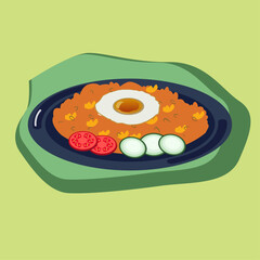 Illustartion Vector Food rice frying and eggs frying