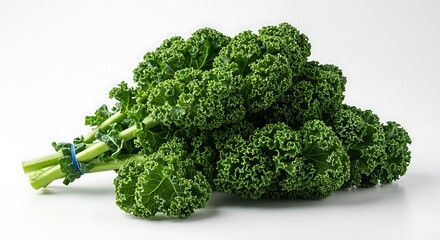 Fresh green kale leaves isolated on white background for healthy eating