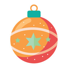 Flat vector Christmas ornament with stars and dots