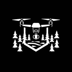 Drone Flying Forest Aerial View.