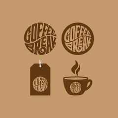 Modern Calligraphy Coffee Text Design with Artistic Curves and Warm Color Palette Perferct for Logo Use, menus, cafe decor, or social media