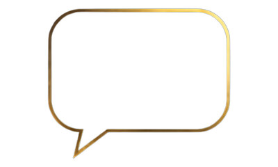 Golden Speech Bubble Outline with Transparent Background, Glossy 3D Realism Design Element