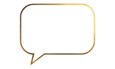 Golden Speech Bubble Outline with Transparent Background, Glossy 3D Realism Design Element