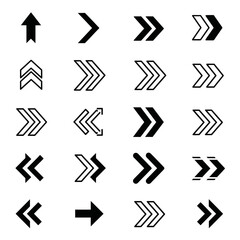 Set of Black and White Directional Arrows